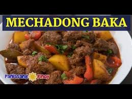 Mechadong Baka Is A Type Of Filipino Beef Stew It Is Cooked In A Tomato Based Sauce I Used A Piece Of Ripe Tom Beef Mechado Filipino Beef Stew Mechado Recipe