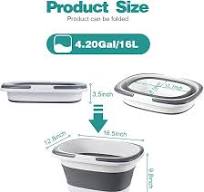 4.2 Gal(16L) Large Collapsible Plastic Bucket with Handle for House  Cleaning, Space Saving Outdoor Multiuse Foldable Water Pail/Sink for ...