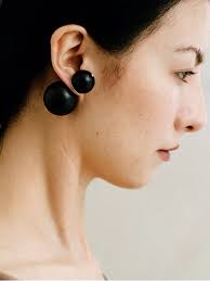 Compounded Large Orb Earrings in Ebony Wood