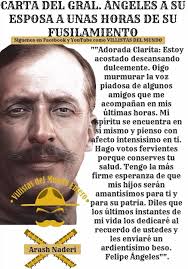 SABIAS QUE.... Antes de ser pasado por las armas, el Gral. Ángeles  escribiría una carta su esposa despidiéndose de ella. Ella por su cuenta  escribía una carta también a su marido despidiéndose