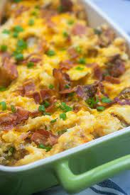 Loaded Twice Baked Potato Casserole Recipe With Bacon And Cheddar Recipe Baked Potato Casserole Twice Baked Potatoes Casserole Potato Casserole