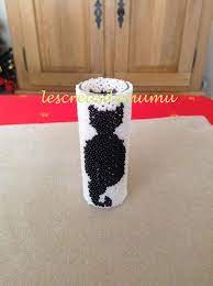 Petit Vase Chat Noir En Perles De Rocailles Small Vase Pen Holders Weaving