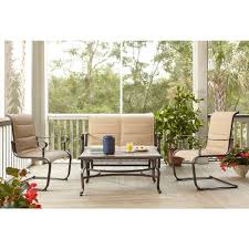 Hampton Bay Belleville Padded Sling 4 Piece Patio Seating Set Fcs80231rst The Home Depot Patio Seating Sets Patio Seating Hampton Bay Patio Furniture