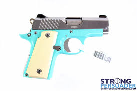 Also has the round heel frame, and tritium night sights. Kimber Micro Bel Air 380 Bel Air Blue W Ivory Micarta Grips