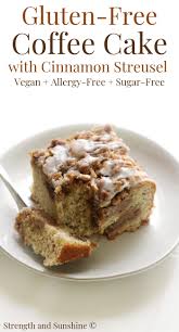 The texture is light and fluffy with a nice vanilla flavor. Gluten Free Coffee Cake With Cinnamon Streusel Vegan Allergy Free