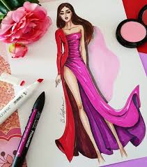 fashion illustration of woman in purple dress digital file dress design drawing fashion illustration dresses fashion illustration