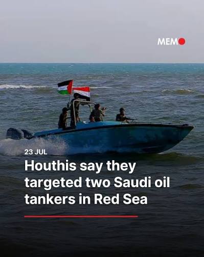 Yemen's Houthi group said early on Thursday that it had carried out a  military operation targeting two Saudi oil tankers in the Red Sea. The  group's military spokesperson, Yahya Saree, said in