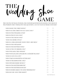 Start the questions off simple. The Wedding Shoe Game Free Printable Paper Trail Design Couples Wedding Shower Games Wedding Shoe Game Shoe Game Wedding