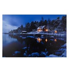 Check spelling or type a new query. Northlight 23 75 Led Lighted Rustic Lodge Cabin On The Lake Canvas Wall Art Target
