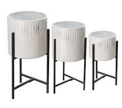 Glitzhome White Washed Metal Plant Stands Indoor Outdoor S 3 Qvc Com Hanging planters and plant stands can help you squeeze in more plants by taking them off your windowsills and shelves and placing them in new areas.