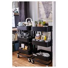 Here's a proper project to look at, it includes an expedit shelving unit, lagan countertop, branas baskets. Raskog Black Trolley Ikea