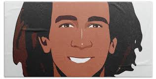 Bob Marley Cartoon Portrait 2 Beach Towel