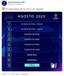O liverpool venceu a competição pela terceira vez em 2001. Definido El Calendario De La Champions League 2019 20 Con Final En Lisboa Futbolete