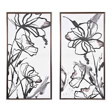 Black And White Floral Framed Art Blotted Floral Framed Art Prints Set Of 2 Framed Art Framed Art Prints Minimalist Wall Decor