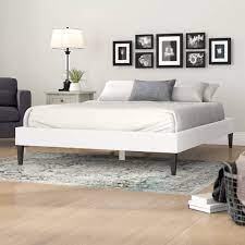This metal platform bed in powder coating, the solid metal frame ensured an advanced weight capacity to hold up to 400lbs, this platform bed is highly resistant to rust, humidity, erosion, and insect activity. Skylar Full Double Upholstered Low Profile Platform Bed Upholstered Platform Bed Upholstered Panel Bed Platform Bed