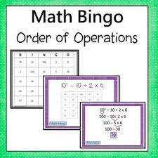 Order Of Operations Bingo Exponents Up To The Third Power And Parentheses Students Are Motivated To Comp Order Of Operations Math Resources Sixth Grade Math