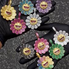 14/18k金鑽石/彩寶Takashi Murakami村上隆太陽花笑臉鑽石彩寶墜鏈 | Yahoo奇摩拍賣