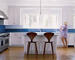 White Cabinets Cobalt Blue Backsplash Blue Backsplash Blue White Kitchens Subway Tile Colors