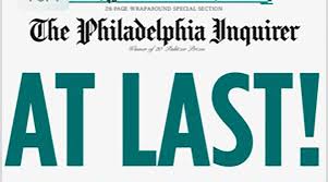 Buy framed philadelphia inquirer at last eagles super bowl 52 champions 17x27 football newspaper cover photo professionally matted: Eagles Super Bowl Win Celebrated On Newspaper Front Pages Sports Illustrated