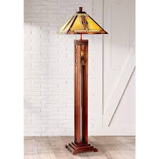 Our mission style chandeliers feature elegant combinations of frosted and cut glass complete with iron and brass finishes in a variety of colors. Walnut Mission Tiffany Style Floor Lamp With Night Light 28662 Lamps Plus
