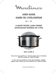 5 star 87% 4 star 8%. Moulinex 6 Quart Digital Slow Cooker User Guide Manualzz