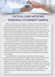 Critical Care Medicine Personal Statement Sample Personal Statement Examples Personal Statement Critical Care