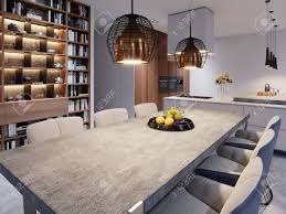Kitchen & dining room tables. A Large Dining Table With A Concrete Worktop Large Designer Stock Photo Picture And Royalty Free Image Image 113380070
