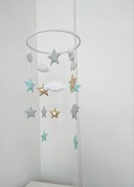 Etoiles Et Nuages Mobile Bebe Fait Main Jeux Peluches Doudous Par Babypureworld Mobile Bebe Faire Soi Meme Deco