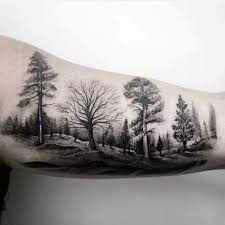 Black And White Woods Tattoo Hundred Acre Woods Forest Tattoos Tattoos Inner Arm Tattoos
