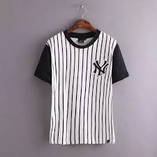 Black And White Striped Baseball Jersey Black And White Stripe Embroidered Baseball Shirt Tenue