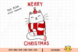 Choose from over a million free vectors, clipart graphics, vector art images, design templates, and illustrations created by artists worldwide! Merry Christmas Cute Cat Clip Art Svg Graphic By Janatshie Creative Fabrica