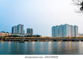 Linh Dam Urban Area Seen Across Stock Photo 2451709029