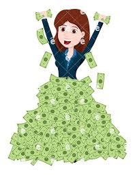 Woman Behind Huge Pile Of Money Vector Cartoon Clipart Friendlystock Cartoon Clip Art Cartoon Business Women