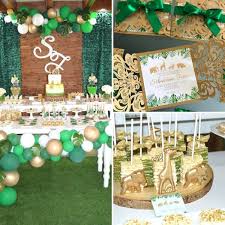 For some inspiration, we have compiled some simple elephant themed baby shower decorations ideas. Gold And Hunter Green Safari Baby Shower Babyshowerideas4u Birthdayparty Babyshow Safari Animals Baby Shower Trendy Baby Shower Ideas Safari Baby Shower Boy