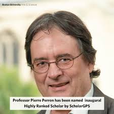 Congratulations to Economics professor Dr. Pierre Perron who was recently  named an inaugural Highly Ranked Scholar by ScholarGPS. ScholarGPS is a  website that provides a new method for ranking scholarly accomplishments  accounting