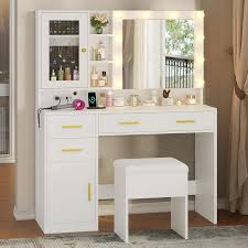 Vanity Set With 3 Color Lighted Mirror