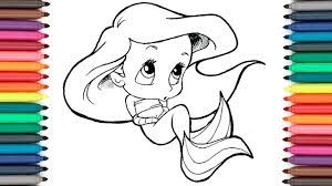 Baby Ariel Disney Princess How To Draw And Color Youtube