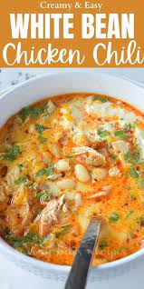 The 30 Minute Best Creamy White Bean Chicken Chili Recipe White Chili Chicken Recipe Boiled Chicken Recipes Chicken Chili Recipe