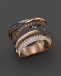 Black And Rose Gold Engagement Rings Bloomingdale S White Brown And Black Diamond Crossover Ring In 14k Rose Gold Black Gold Ring Rose Gold Black Diamond Black Gold Jewelry