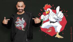 Chicken Doing Karate Animal T-shirt Design Vector Download