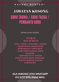 Warganegara malaysia yang berkelayakan digalakkan memohon jawatan kosong seperti berikut. Job Vacancies Jawatan Kosong Tadika Naluri Bestari Facebook