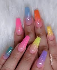 No one will know it's not real nail art because they look. Colourful Nail Art Nail Art Ombre Rainbow Nails Neon Nails
