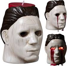 Michael Meyers Candle Holder with Red Candle, Horror Decoration Halloween  Candle Holder Candlestick Michael Myers Merchandise