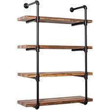 set of 2 industrial pipe shelving wall