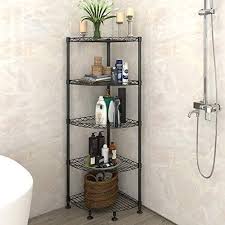 Lifewit 5 Tire Corner Wire Shelf Bathroom Corner Shelf Free Standing Corner Storage Rack Adjustable Carbon Steel Corner Shelves Shelves Bathroom Corner Shelf