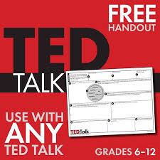 Ted Talks Free Worksheet To Use With Any Ted Talk Public Speaking Grades 6 12 Teaching High School Teaching Teaching Resources