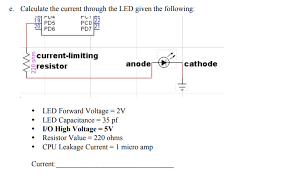 solved e calculate the current through the led given the