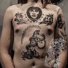 Freehand Traditional Torso Patchwork Tattoo Melbourne Tattoo Tattoos Moon Tattoo