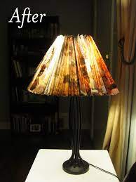 This Lampshade Was Made From Magazine Pages Incredible Lampshade Makeover Diy Lamp Shade Antique Lamp Shades