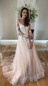 Blush Pink Wedding Dress With Illusion Sleeves Blush Pink Wedding Dress Ball Gown Wedding Dress Wedding Dresses Blush